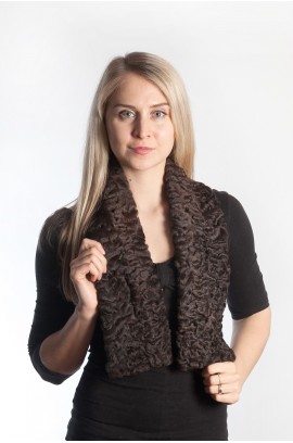 Dark brown karakul fur scarf